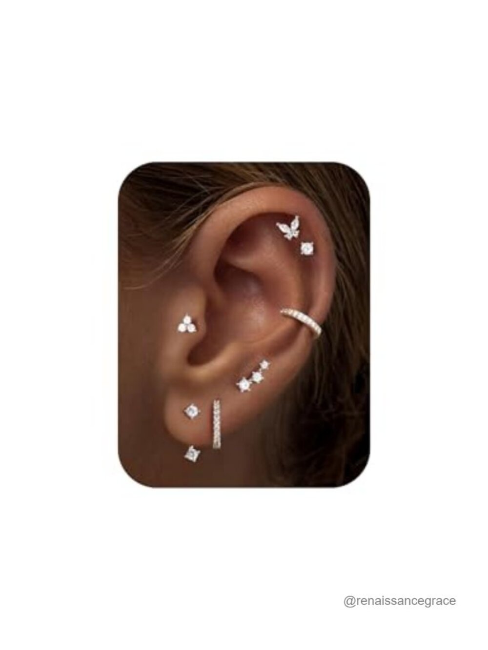 7 Pair 14k Gold Plated Hypoallergenic Stud & Hoop Earring Stack Set 316L